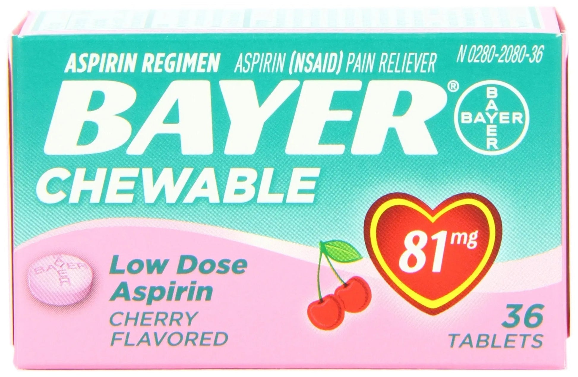 Bayer Chewable Low Dose Aspirin 81 mg Tablets Cherry 36 Tablets BayerBuy Supplements Australia