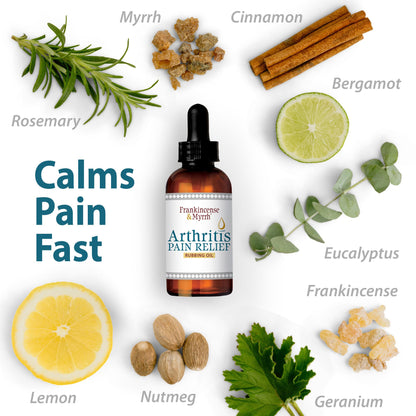 Frankincense & Myrrh Arthritis Pain Relief Rubbing Oil – Arthritis Pain Reliever with Frankincense Essential Oil for Sciatica, Lower Back, Neck, Hands, Knees, Joints and Shoulders, 2 fl.oz. - 1 Pack FRANKINCENSE & MYRRHBuy Supplements Australia
