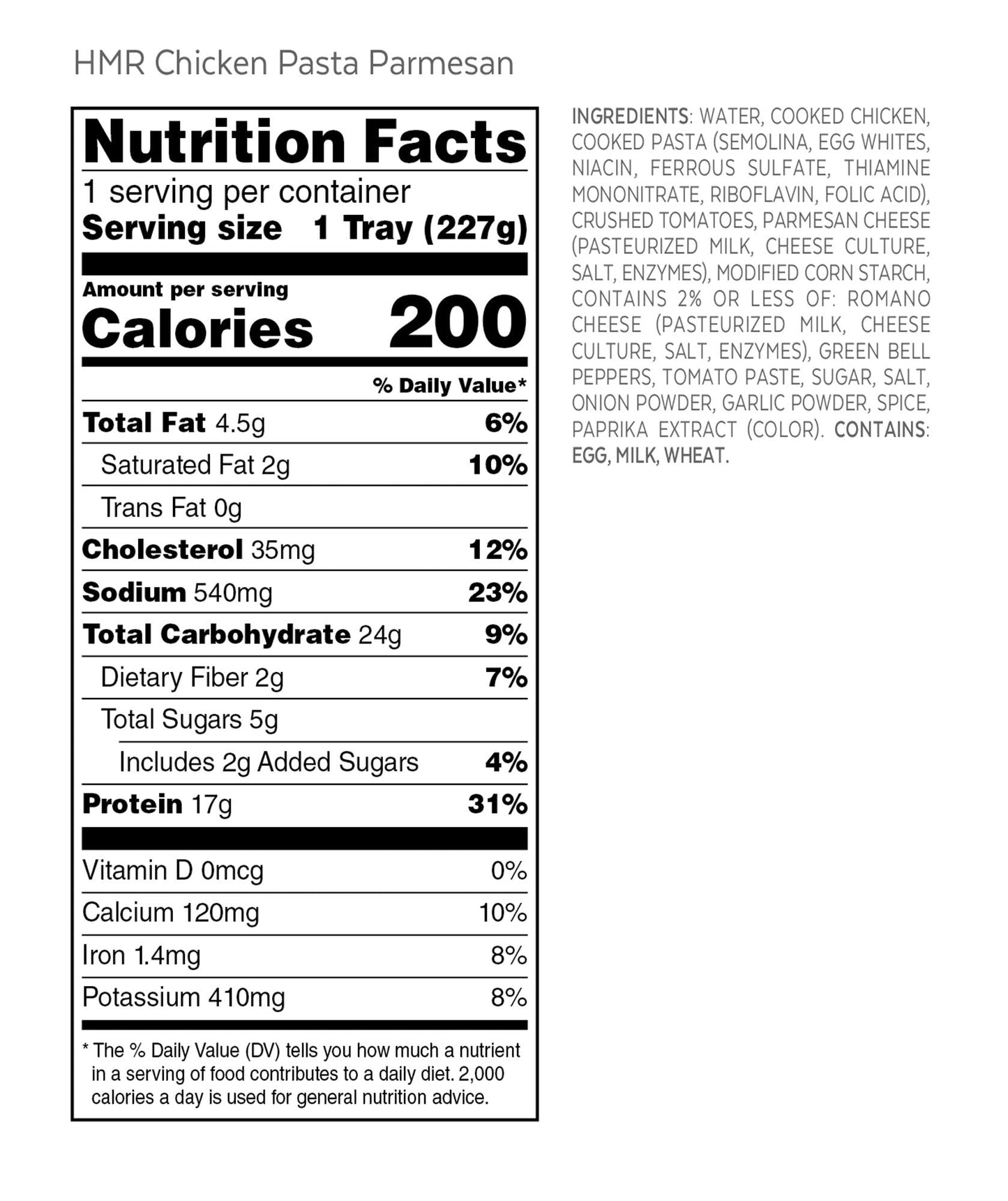 HMR Chicken Pasta Parmesan Entrée | Pre-packaged Lunch or Dinner to Support Weight Loss HMRBuy Supplements Australia