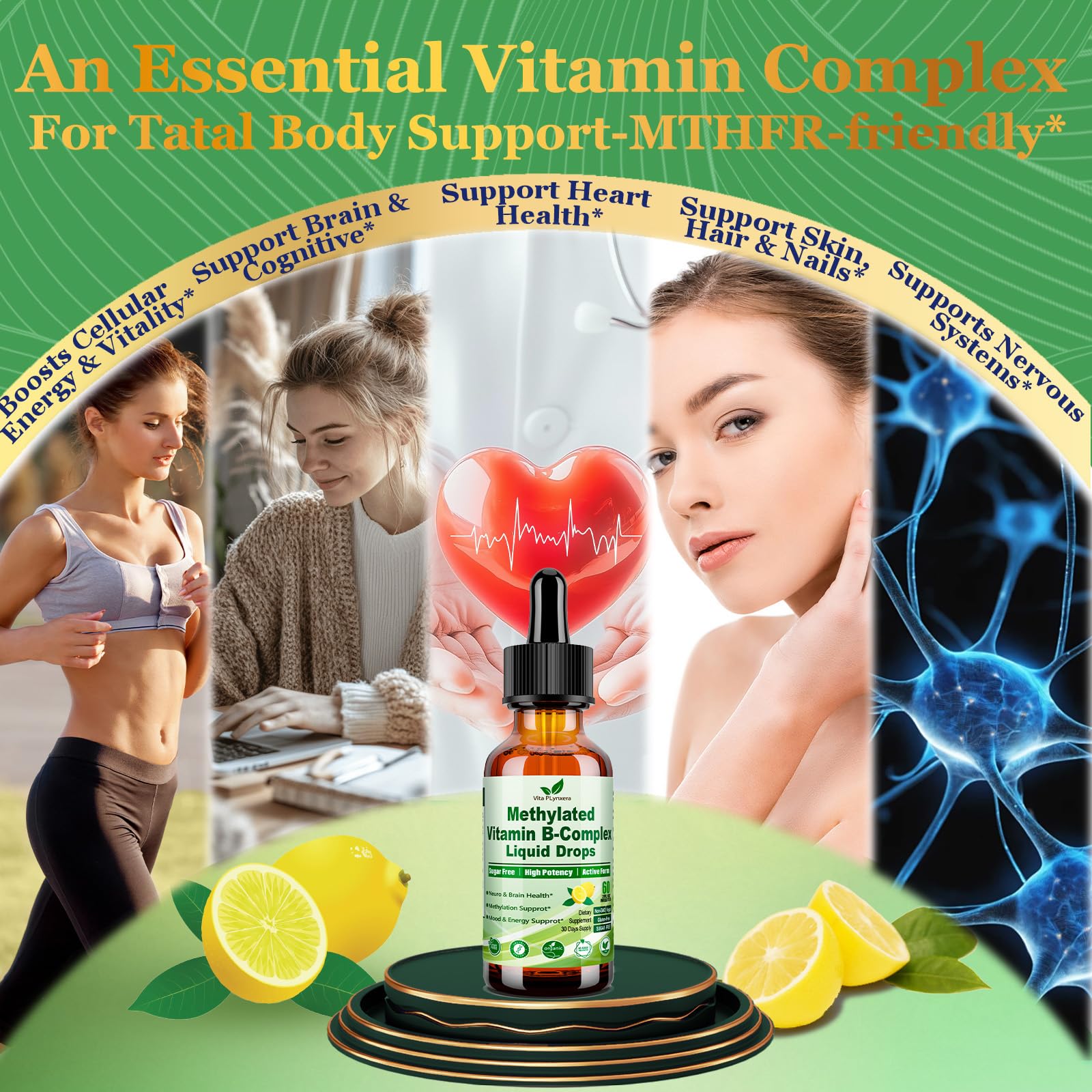 Methylated B Complex Liquid Drop Complete 9-in-1 Methyl B Vitamins w. B12 Methylfolate Inositol Choline TMG Vitamin C E, Super B-Complex Methylated for MTHFR Support, Energy Mood Nerve & Brain Health1 Vita PLynxeraBuy Supplements Australia