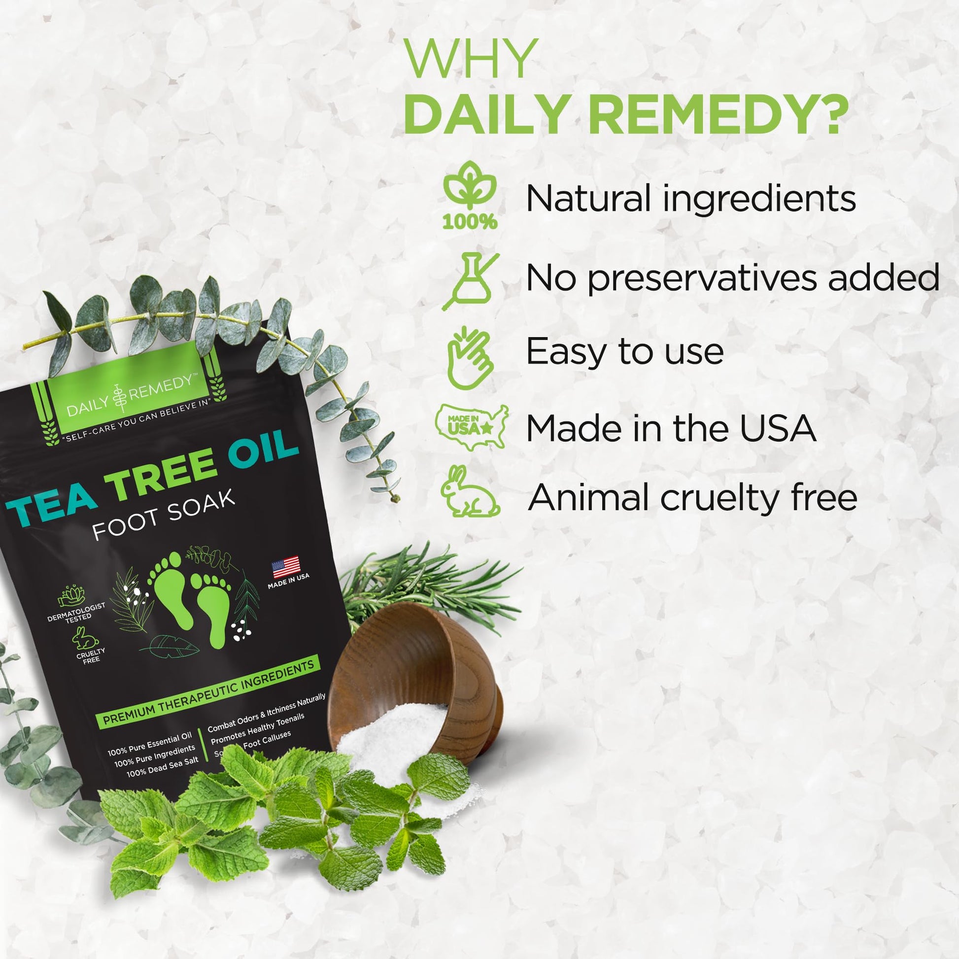 Tea Tree Oil Foot Soak with Epsom Salt - Made in USA - for Toenail Athletes Foot DAILY REMEDYBuy Supplements Australia