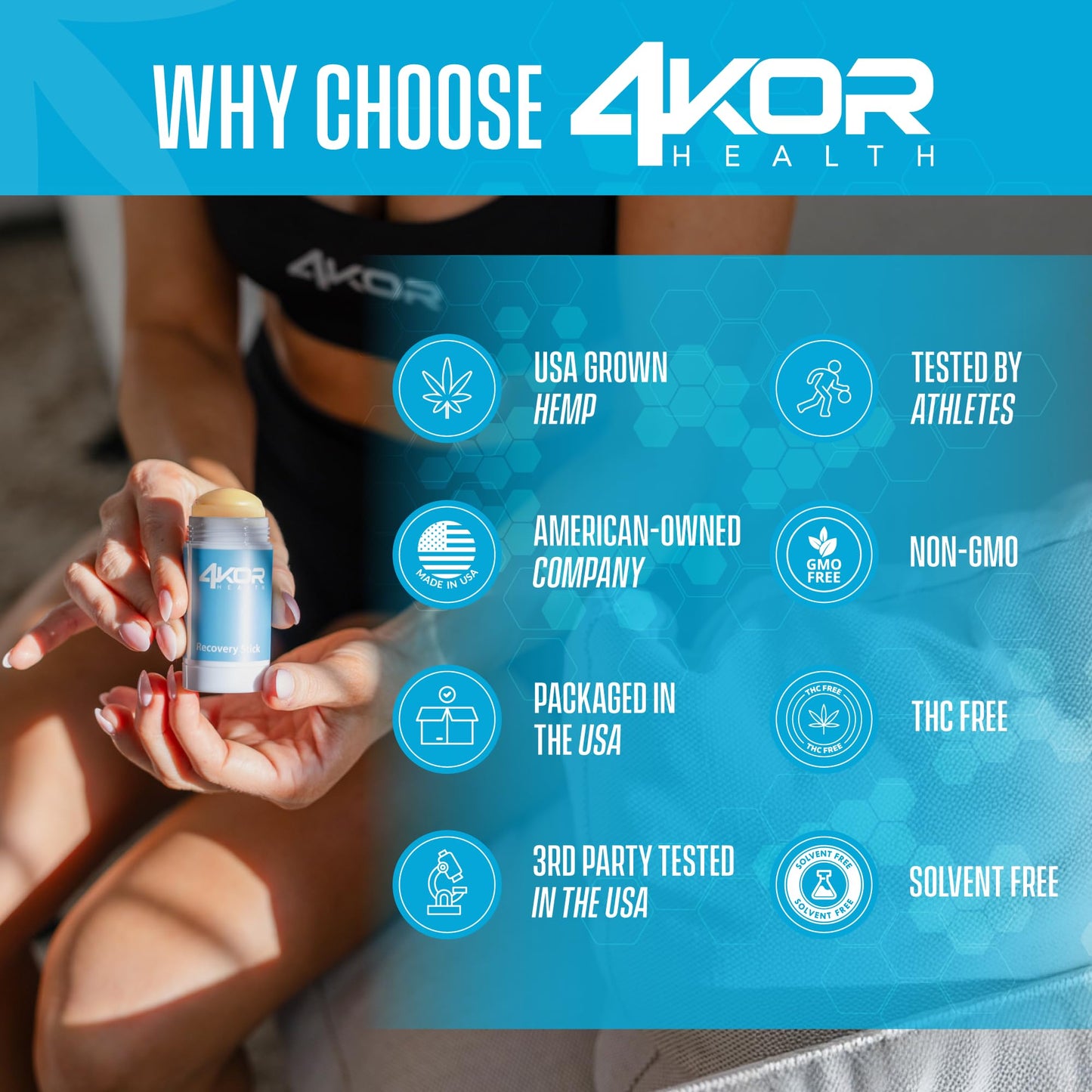 4KOR Hemp Infused Balm Stick – Topical Skin Balm with Cooling & Warming Sensation | Portable, Non-Greasy Twist-Up | 1 oz 4KOR FitnessBuy Supplements Australia