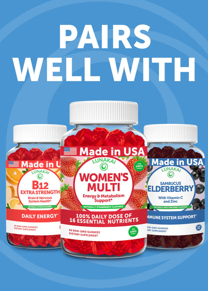 Lunakai USA Made Magnesium Glycinate Gummies with L-Theanine for Kids & Adults – 420mg Magnesium Supplement for Calm