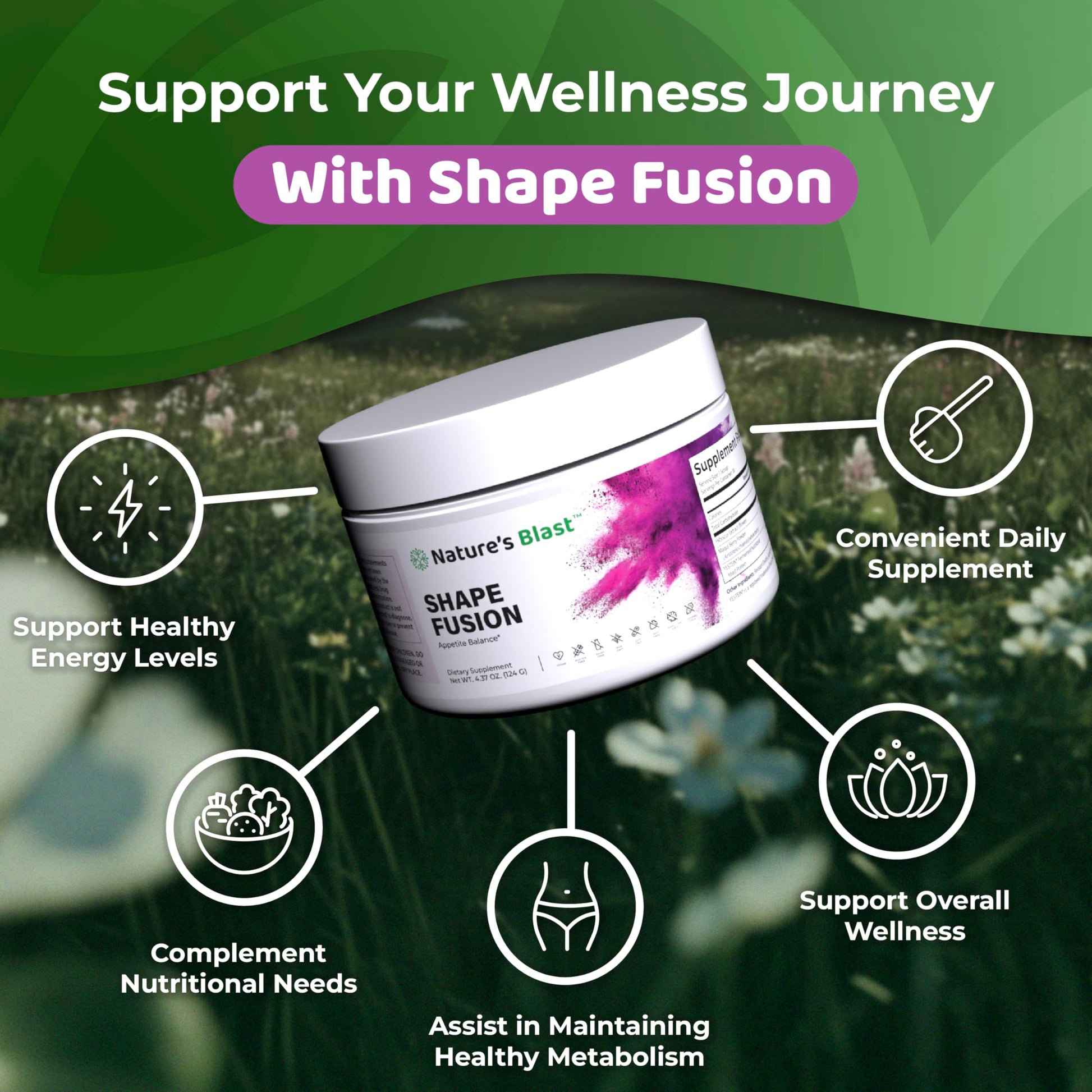 NATURES BLAST Shape Fusion® - GLP-1 Supplements with Ashwagandha, Hibiscus, Ceylon Cinnamon, Maqui Berry & African Mango Extract - Supports Healthy Habits, Energy & Body Balance - 30 Servings NATURES BLASTBuy Supplements Australia