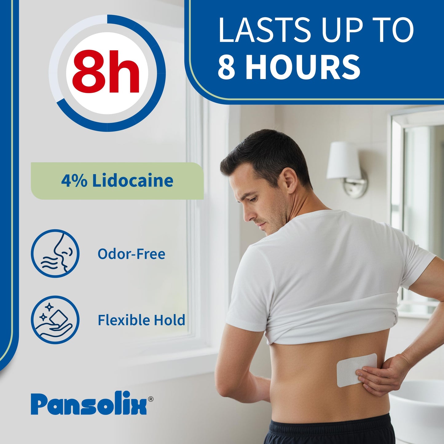 Pansolix Lidocaine Pain Relief Patches 4% | Topical Analgesic Patch | 10 x 14 cm | Skin Tone | Pack of 30 PansolixBuy Supplements Australia