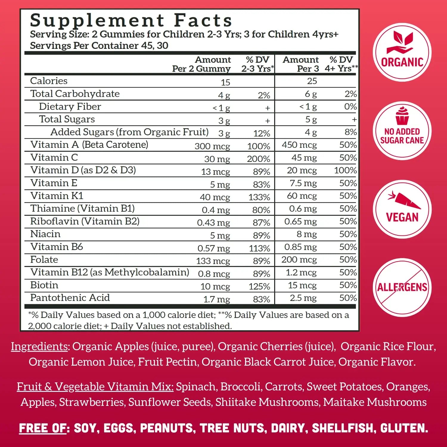 Llama Naturals Kids Multivitamin Gummies | Real Fruit, No Added Sugar Cane | Organic Vegan Toddler Whole Food Vitamins | Llama NaturalsBuy Supplements Australia