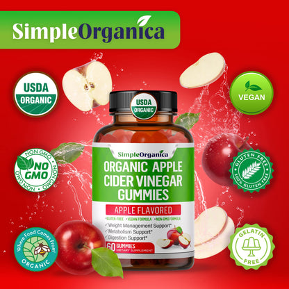 USDA Organic Apple Cider Vinegar Gummies with The Mother. AVC Keto Gummy Vitamins Simple OrganicaBuy Supplements Australia