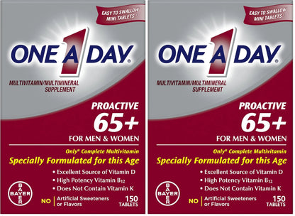 ONE A DAY Proactive 65+, Mens & Womens Multivitamin, Supplement with Vitamin A, Vitamin C, Vitamin D, and Zinc for Immune Health Support ONE A DAY