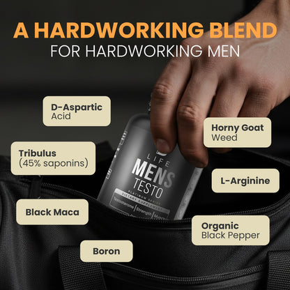 Testosterone Booster Supplement for Men | Boron supplement for men with Tribulus Terrestris, Black Maca, Horny Goat Weed, L-Arginine | Stamina, Endurance, Muscle growth & strength | 80 Servings B Life CompanyBuy Supplements Australia