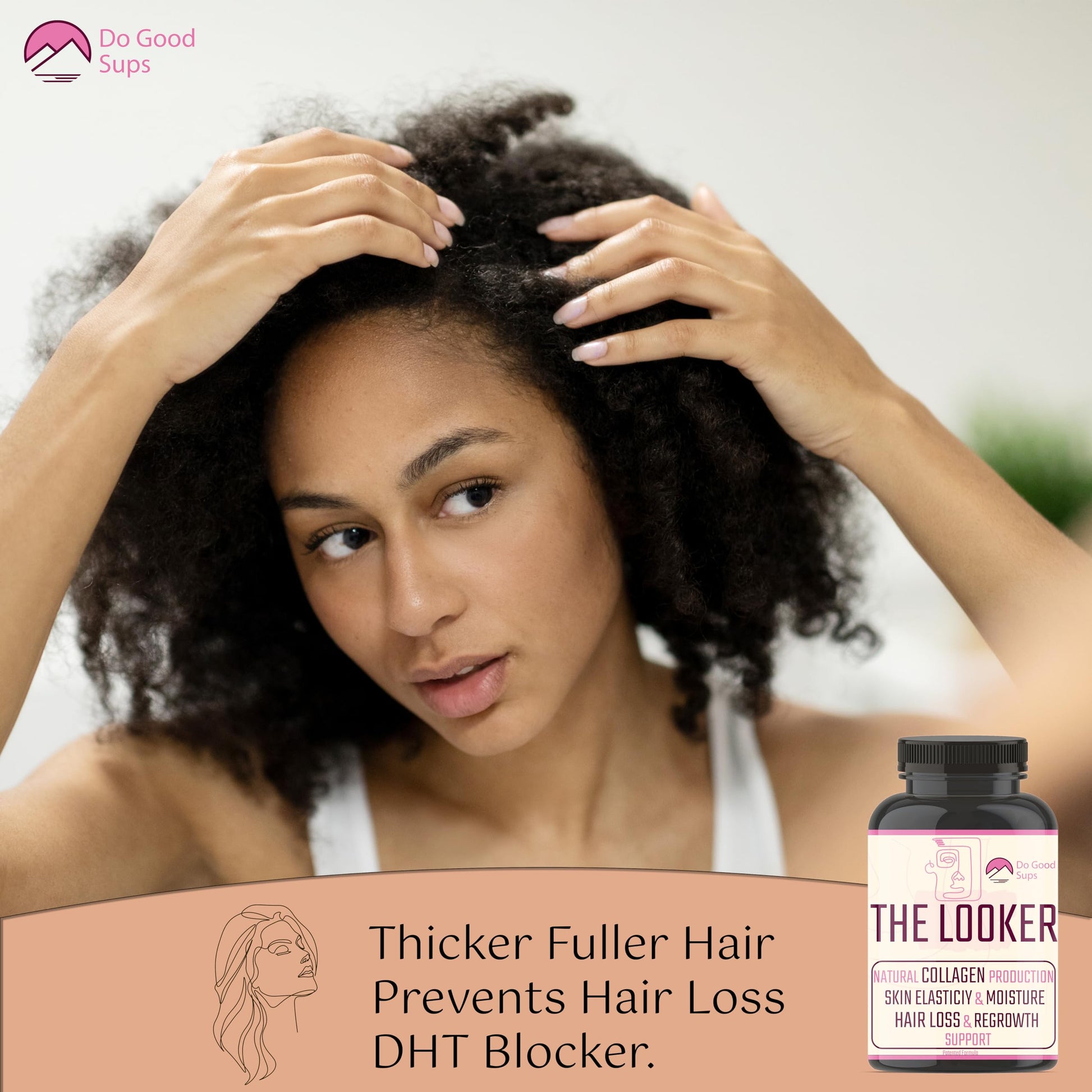 Do Good Sups The Looker 60 Caps- Skin Hair and Nails Vitamins - Natural Collagen Production - Reduces Hair Thinning - Skin Elasticity - Skin Moisture - Plant Sterols Bromelain Zinc Vitamin E Selenium Do Good SupsBuy Supplements Australia