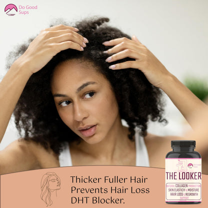 Do Good Sups The Looker 60 Caps- Skin Hair and Nails Vitamins - Natural Collagen Production - Reduces Hair Thinning - Skin Elasticity - Skin Moisture - Plant Sterols Bromelain Zinc Vitamin E Selenium Do Good SupsBuy Supplements Australia