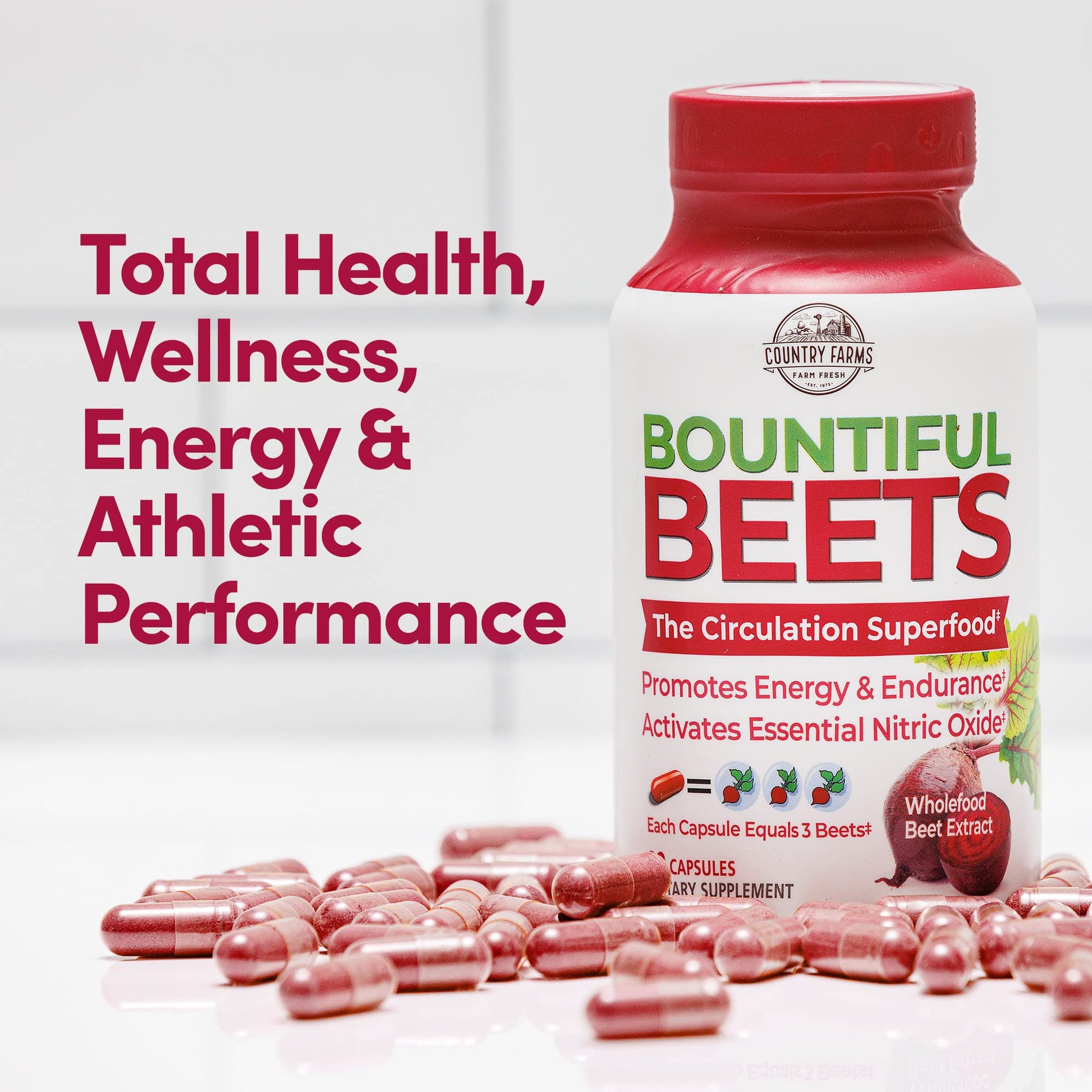 COUNTRY FARMS Bountiful Beets Root Capsules, Wholefood Beet Extract Superfood COUNTRY FARMSBuy Supplements Australia