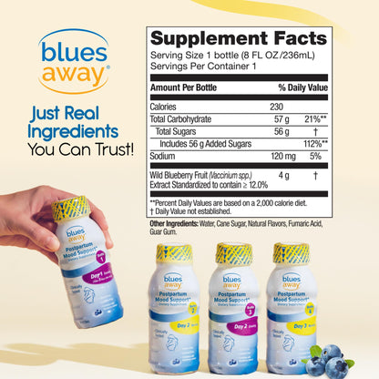 Blues Away Postpartum Mood Support Drink - Breastfeeding Friendly Postnatal Hormone Balance for Women - 3-Day Liquid Dietary Stress Support Shake [4 Bottles] Blues AwayBuy Supplements Australia