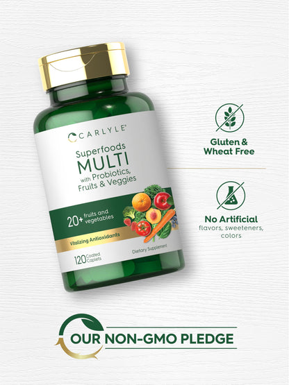 Carlyle Fruits and Veggies Supplement | 120 Count | Superfood Multivitamin with Probiotics | Made with 20 Fruits and Vegetables | Non-GMO & Gluten Free CarlyleBuy Supplements Australia