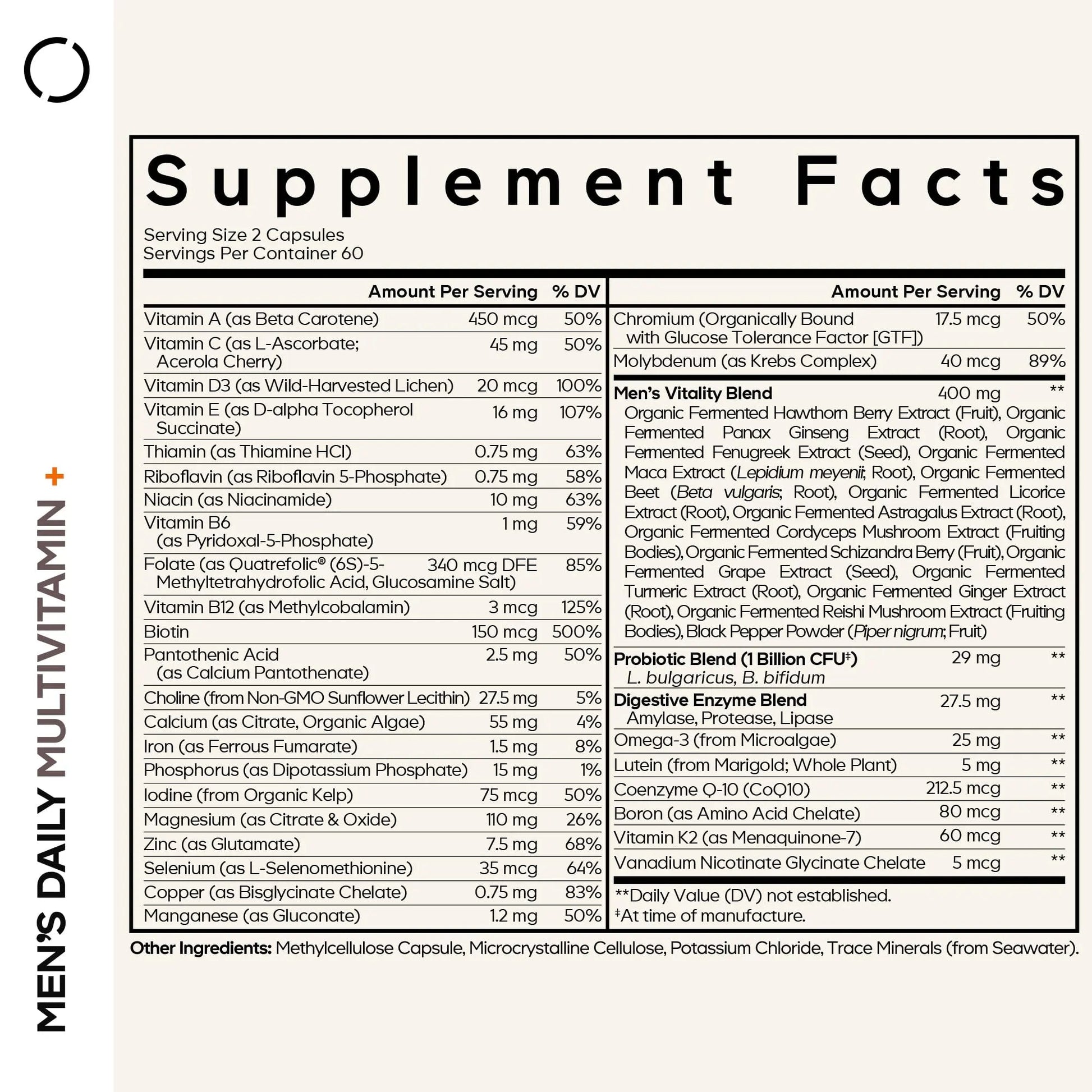 Codeage Men’s Daily Multivitamin – 25+ Essential Vitamins & Minerals, Organic Whole Foods, Probiotics, Omega-3, Zinc CodeageBuy Supplements Australia