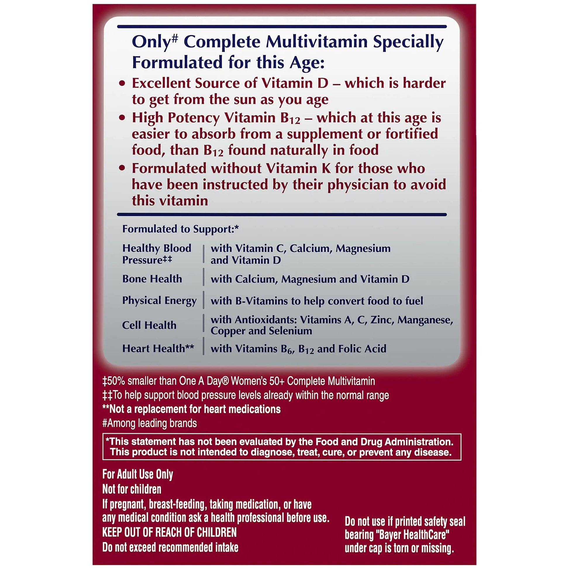 ONE A DAY Proactive 65+, Mens & Womens Multivitamin, Supplement with Vitamin A, Vitamin C, Vitamin D, and Zinc for Immune Health Support ONE A DAY