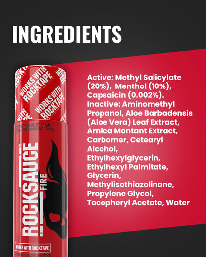 RockSauce Fire, 3 oz Roll-On - Easy to use Pain Relief Cream - Capsaicin & Menthol Formula Relieves Muscle & Joint Pain - Works w/ RockTape - No-Mess Applicator - Dye-Free, Won't Stain Clothes RockTapeBuy Supplements Australia