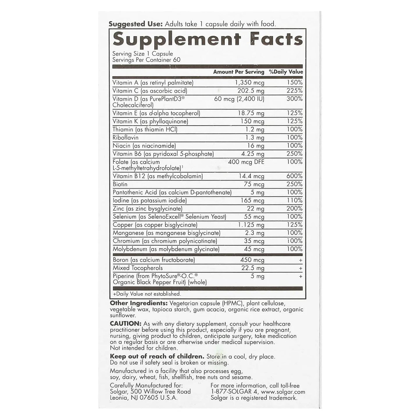 Solgar One Daily Men's Multi 50+ Whole Body Support for Men 50 and Older Highly Absorbable Delayed Release Heart, Energy SolgarBuy Supplements Australia