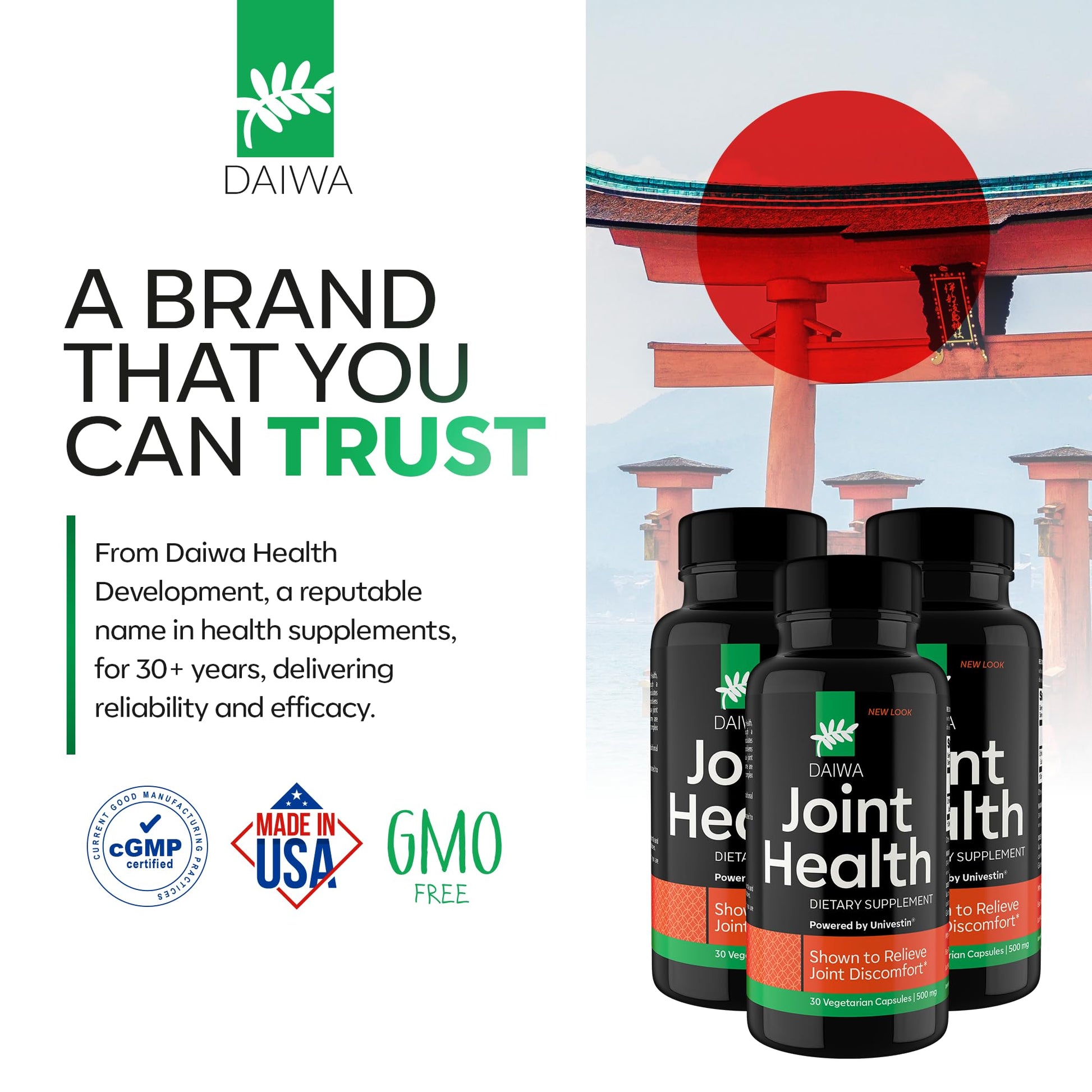 Daiwa Joint Health - Tendon and Ligament Supplements with Chinese Skullcap and Acacia Catechu - Traditional Plant-Based Formula for Active Lifestyles - Non-GMO, 30 Vegetarian Capsules Daiwa Health DevelopmentBuy Supplements Australia
