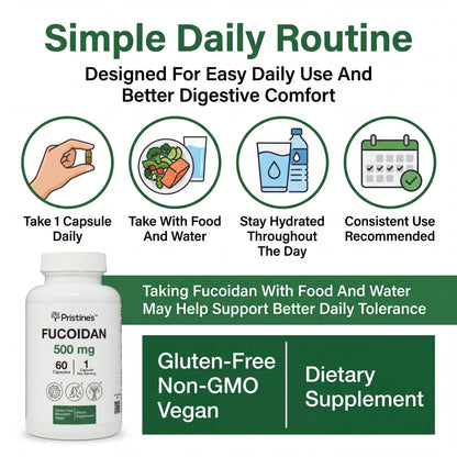 PRISTINE'S Fucoidan 500MG Immunity Supplement Capsules - 60 Day Supply - Brown Seaweed Extract - Potent Herbal Antioxidant Lung Health & Skin Health Support PRISTINE'SBuy Supplements Australia
