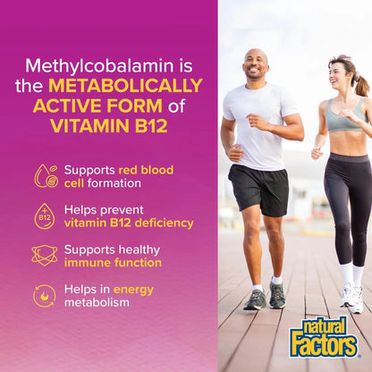 Natural Factors B12 Methylcobalamin, 10,000 mcg, Cherry, 30 Chewable Tablets Natural FactorsBuy Supplements Australia