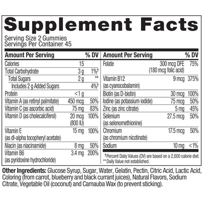 OLLY Men's Multivitamin Gummy, Vitamins A, C, D, E, B, Zinc, Blackberry Flavor, 45 Day Supply - 90 Count