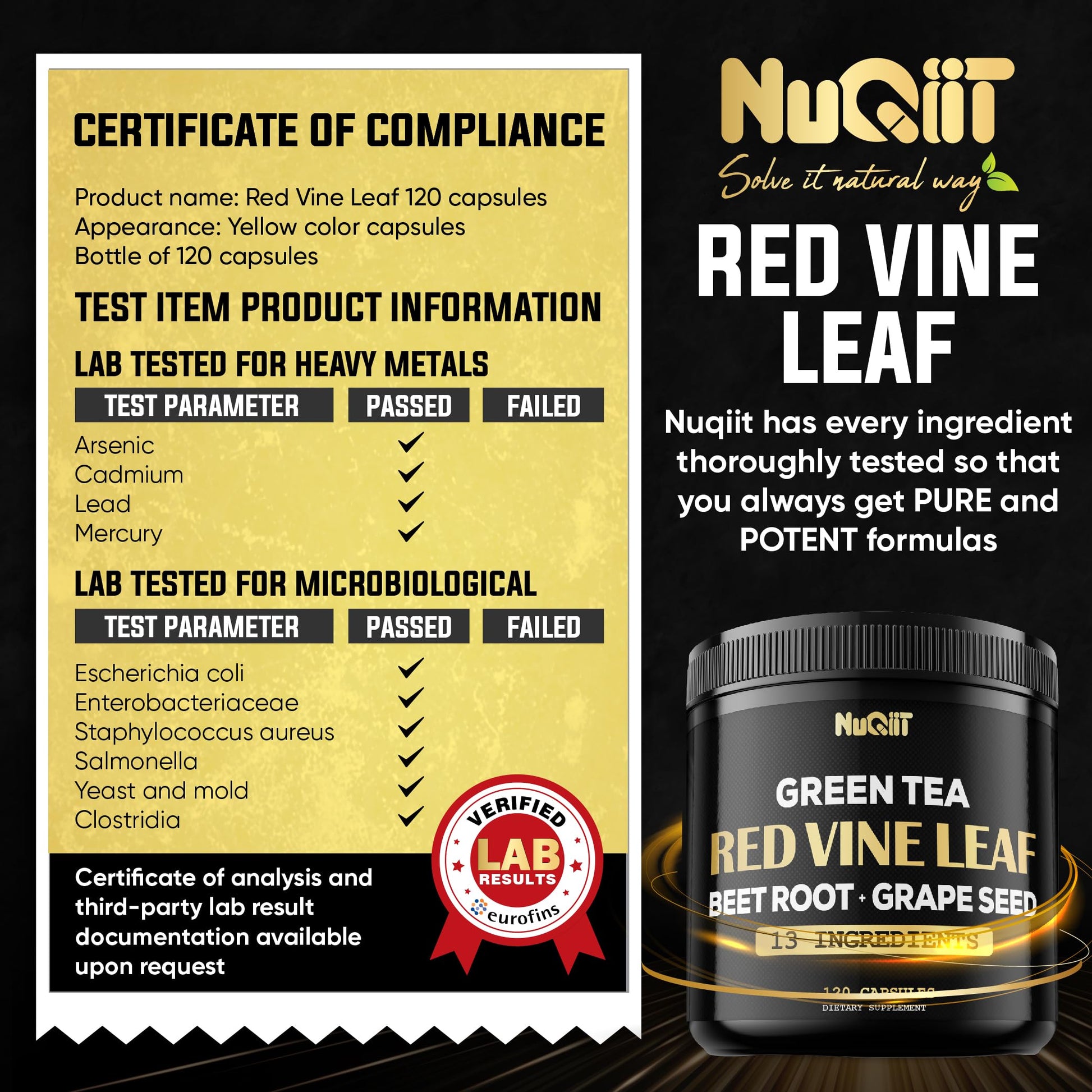 Red Vine Leaf Extract 15000mg Beet Root 3000mg Organic Green Tea 3000mg Supplement & More - Support Heart Health, Strength, Immune System & Body Management - 120 Vegan Capsules for 2-Month Supply NUQIITBuy Supplements Australia