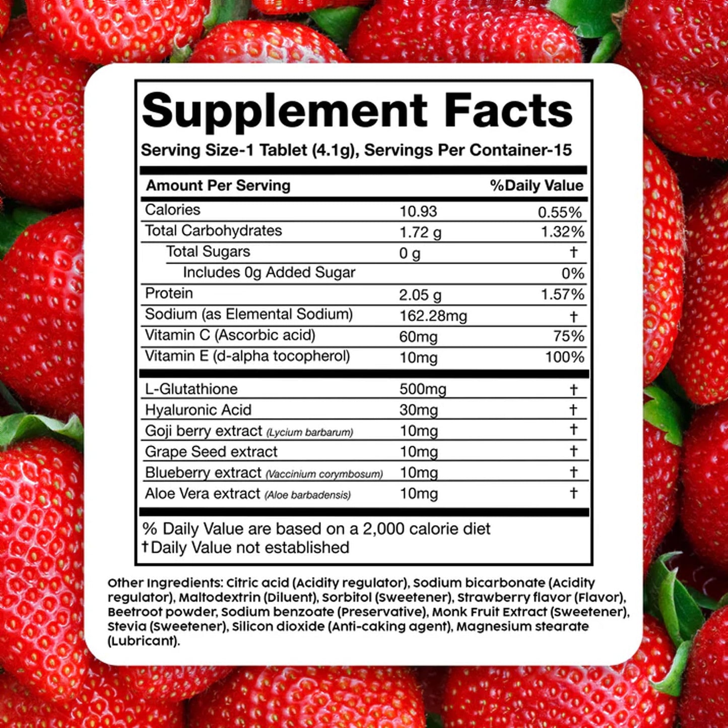 PLIX Glowy Skin 500mg Glutathione Supplement with Hyaluronic Acid, Vitamin C, E & Berries | 30 Effervescent Tablets, Strawberry Flavor PLIX - THE PLANT FIXBuy Supplements Australia