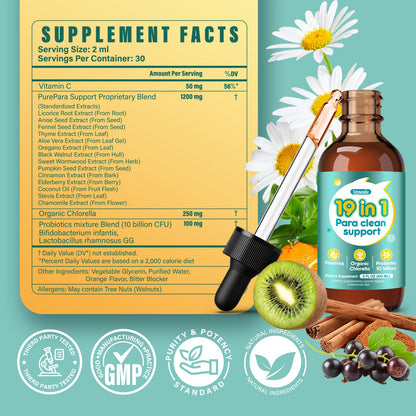 Tatavonix 19 in 1 Herbal Gut Cleanse Drops – Wormwood, Black Walnut, Chlorella 250mg, 10B Probiotics, Clove & Oregano – Liquid Detox Support for Adults & Kids, Alcohol-Free, 4oz TatavonixBuy Supplements Australia