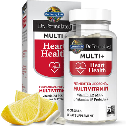 Garden of Life Dr. Formulated Multi+ Heart Health - Fermented Liposomal Multivitamin + Vitamin K2 MK-7, B Vitamins & Probiotics Garden of Life