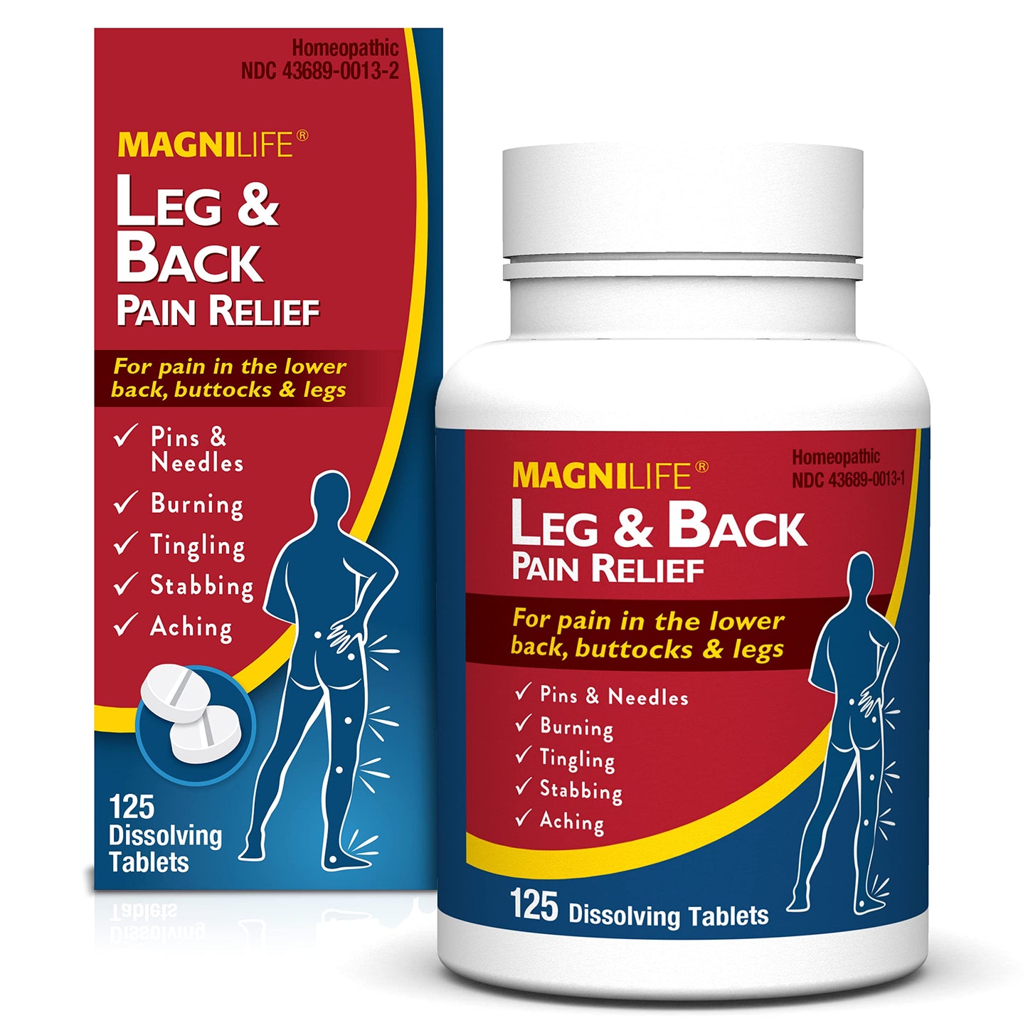 MagniLife Leg & Back Pain Relief Tablets,125 Ct, Fast-Acting Pain Relief Naturally Soothes Burning, Tingling & Stabbing Aches, Symptomatic or Preventative, Non-Habit Forming Quick-Dissolve Tablets MagniLifeBuy Supplements Australia