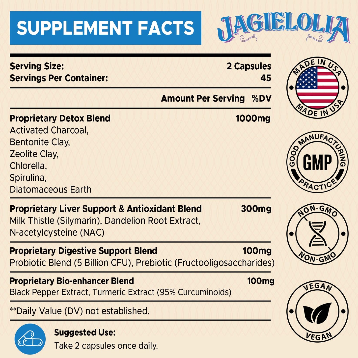All-In-One Detox Binder Supplement 1500 MG - High Bioavailability, Liver Gut Detox Cleanse JagieloliaBuy Supplements Australia