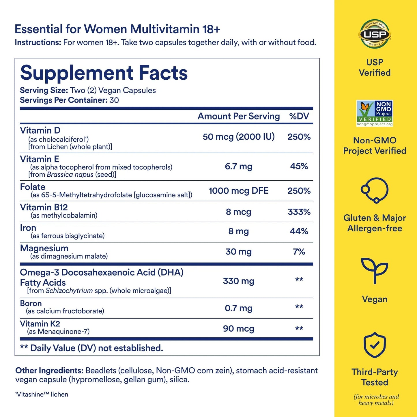 Ritual Multivitamin for Women 18+ with Vitamin D3 for Immune Support*, Vegan Omega 3 DHA, B12, Iron Ritual
