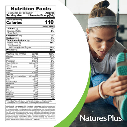 NaturesPlus SPIRU-TEIN, Peaches & Cream - 1.12 lb - Plant-Based Protein Powder - Vitamins & Minerals for Energy - Vegetarian, Gluten Free - 15 Servings NaturesPlusBuy Supplements Australia