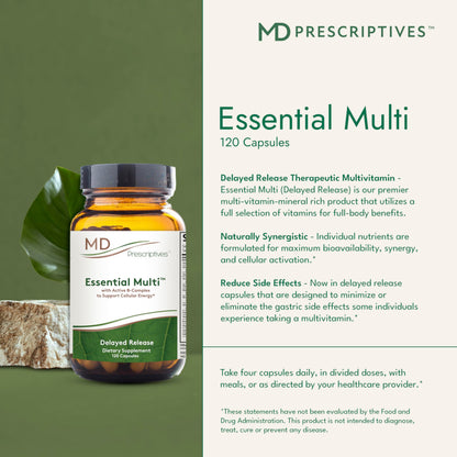 MD Prescriptives - Essential Multi (Delayed Release) - Multivitamin Mineral Complex Supplement for Enhanced Hormone Support - 120 Capsules MD PrescriptivesBuy Supplements Australia