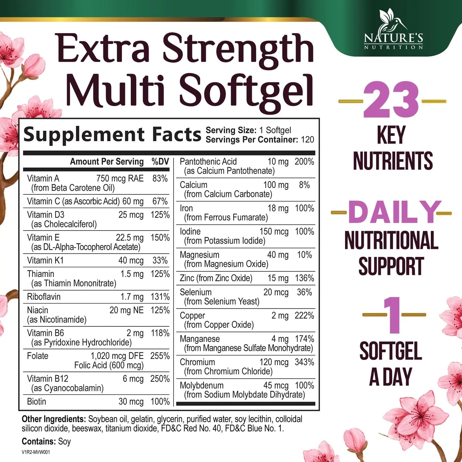 Multivitamin for Women - Complete Daily Womens Multivitamins with Calcium, Folic Acid, Vitamin A, C, D, E, & B Vitamins Nature's NutritionBuy Supplements Australia