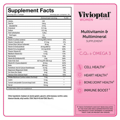 Vivioptal, Women, Multivitamin & Multimineral Supplement, 90 Capsules Vivioptal VitaminsBuy Supplements Australia