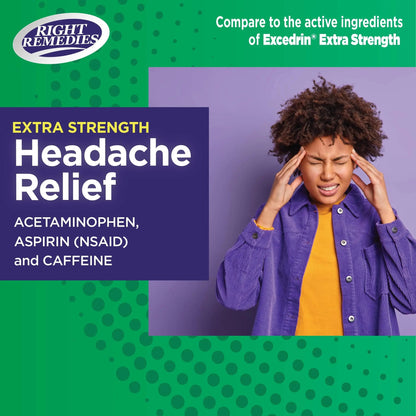 RIGHT REMEDIES Extra Strength Headache Relief with Acetaminophen, Aspirin (NSAID) & Caffeine, (300 caplets), Back & Body Pain Relief, Compare to The Active Ingredients in Excedrin® Extra Strength RIGHT REMEDIESBuy Supplements Australia