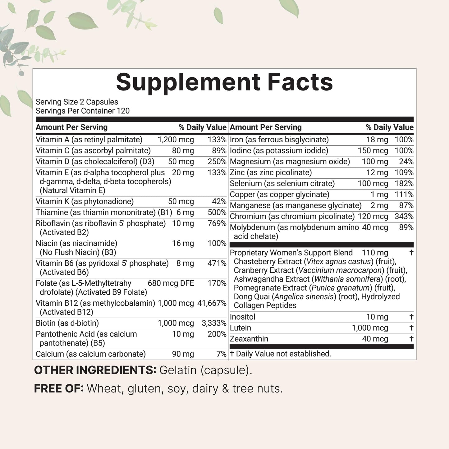 Micro Ingredients Pure Methylated Multivitamin for Women, 240 Capsules | 32-in-1 Formula with Vitamin B, C, D + Iron, Methylfolate & More