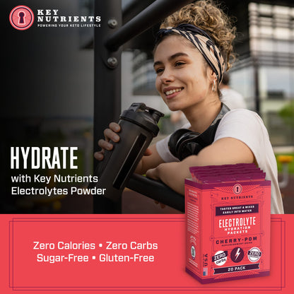 KEY NUTRIENTS Multivitamin Electrolytes Powder Packets - Sweet Cherry-Pom 20 Pack KEY NUTRIENTSBuy Supplements Australia