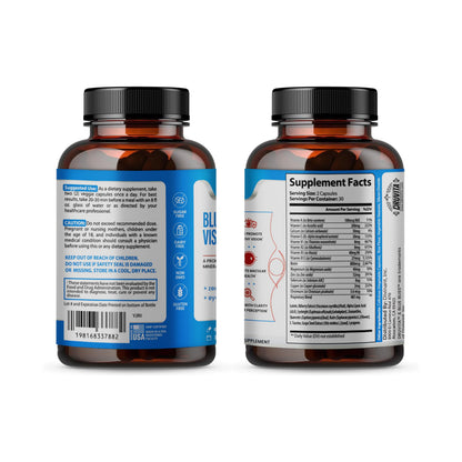 Blue Bliss Vision Support - Eye Vitamins with Lutein, Biotin, Bilberry and Zeaxanthin - Vitamin Supplement for Vision Health and Preservation for Adults Seniors 60 Veggie Capsules 30 Day Supply DruvitaBuy Supplements Australia