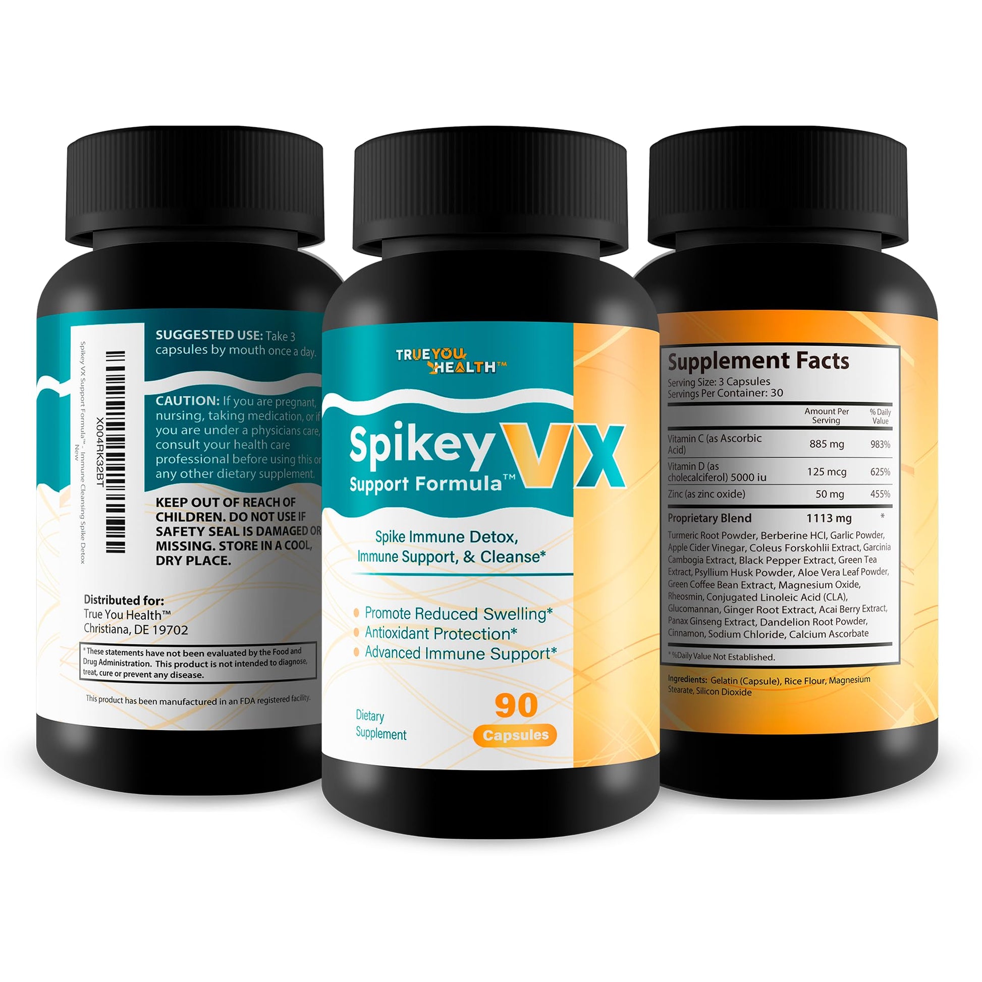 True You Health Spikey VX Support Formula - Our Best Spike Support Formula for Immune System Detox - Daily Zinc Immunity Capsules Vitamin C Immune Boost - Feel The Wellness Spike Detox The Wellness True You HealthBuy Supplements Australia