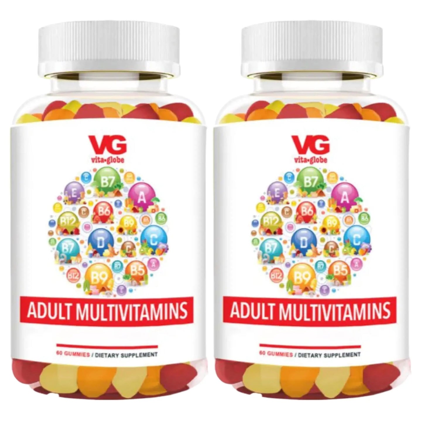 VITA GLOBE Adult Multivitamin Gummies – 9 Daily Vitamins with C, D, E, B6, B12, Folate & Biotin | Delicious Juicy Trio Orange VITA GLOBE