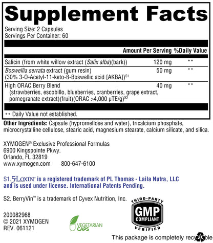 XYMOGEN Saloxicin - Antioxidant Support Supplement - Grape Seed Extract, Pomegranate Fruit & Cranberry Supplement - White Willow Bark & Boswellia Extract - 120 Capsules XYMOGENBuy Supplements Australia
