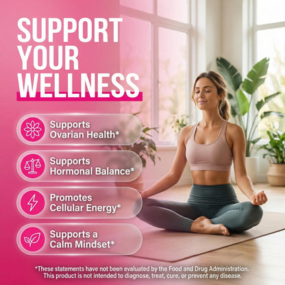 OVA Bloom Ovarian Support Gummies Myo Inositol D-Chiro Inositol Choline Flax Biotin Riboflavin Thiamin Niacin Ashwagandha DIM Maca Root Vitamin C D3 B12 Zinc 60 Count By Clean Nutra Clean NutraceuticalsBuy Supplements Australia