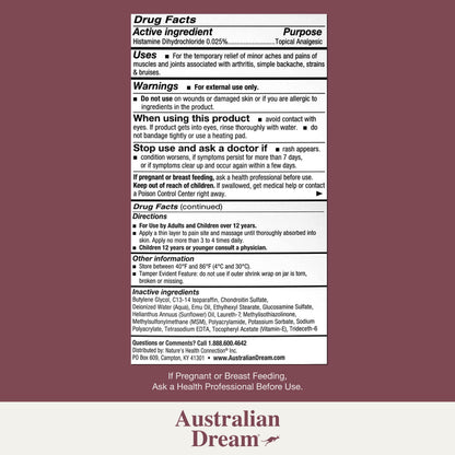 Australian Dream Arthritis Pain Relief Cream - Soothing & Non-Greasy - Powerful Topical Arthritis Pain Relief - Good for Muscle Aches or Joints - 4 oz Jar Australian DreamBuy Supplements Australia