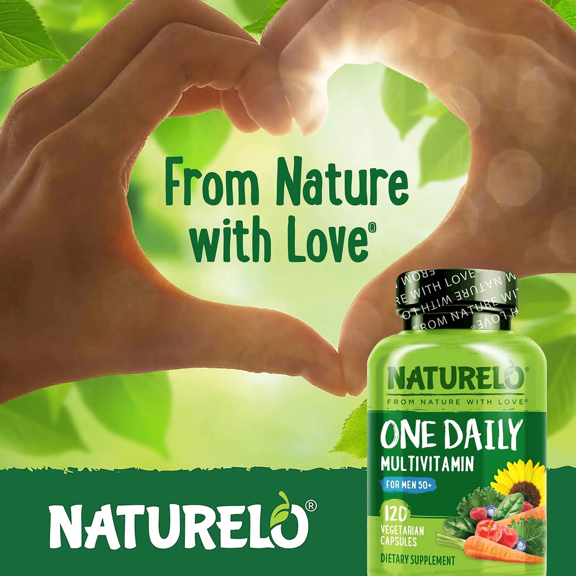 NATURELO One Daily Multivitamin for Men 50+, 120 Capsules One Daily Multivitamin for Women 50+ (Iron Free), 120 Capsules - 4 Month Supply Bundle NATURELO