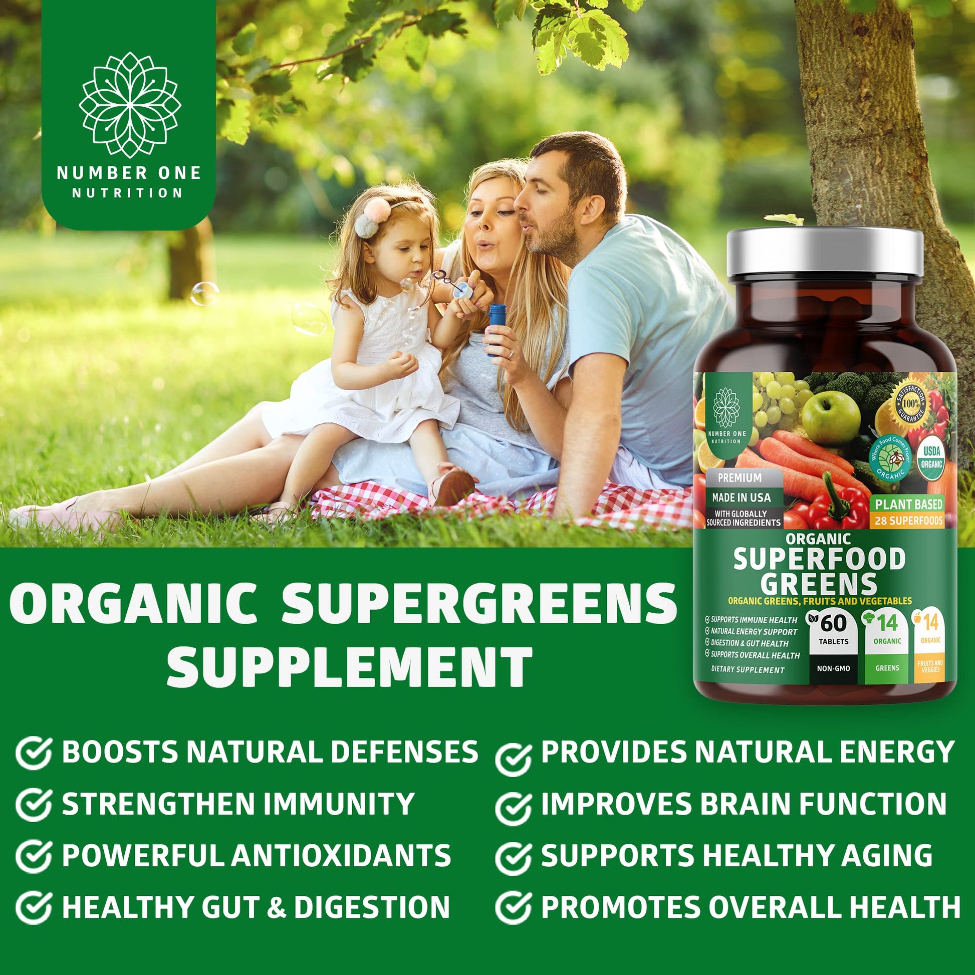 N1N Premium Organic Superfood Greens [28 Powerful Ingredients] Natural Fruit and Veggie Number One NutritionBuy Supplements Australia