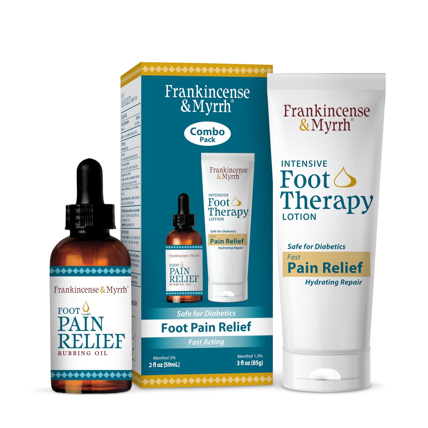 FRANKINCENSE & MYRRH Foot Pain Combo Pack: Foot Pain Relief Rubbing Oil (2 oz) and Intensive Therapy Lotion for feet (3 oz), Neuropathy, Nerve Relief, Frankincense Essential Oil, Maximum Strength FRANKINCENSE & MYRRHBuy Supplements Australia