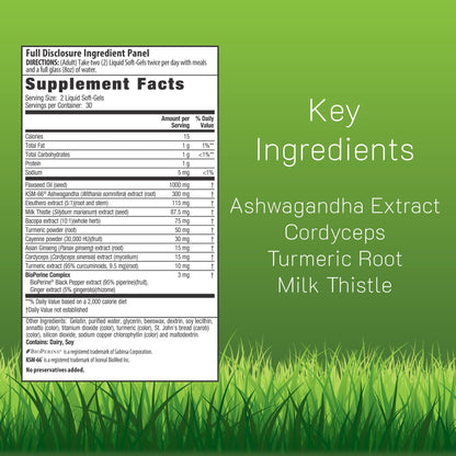 Irwin Naturals Extra Strength Ashwagandha - 60 Liquid Softgels - Helps Boost Physical & Mental Performance - with Turmeric & Milk Thistle Irwin NaturalsBuy Supplements Australia